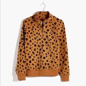 Madewell Betterfleece Half-Zip in Cheetah Print